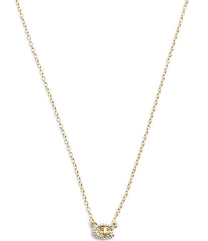 COACH Signature C Pav Turnlock Short Pendant Necklace