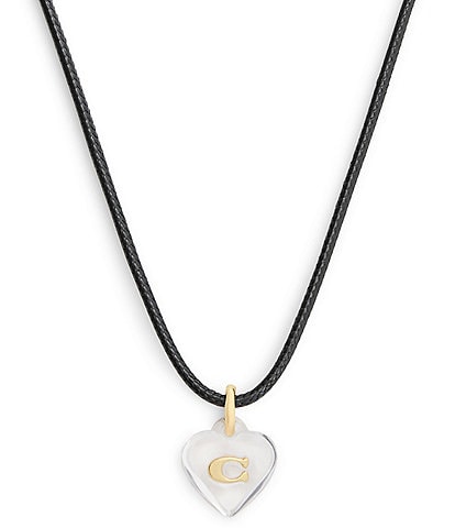 COACH Signature C Resin Heart Short Pendant Necklace