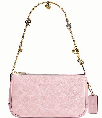 COACH Signature Canvas Charm Chain Strap Boxed Plaza Shoulder Bag