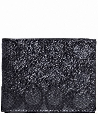 COACH Signature Coated Canvas/Leather Slim Billfold Wallet