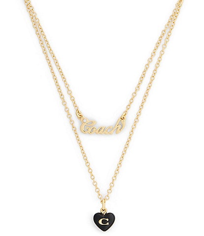 COACH Signature Heart Resin Short Multi-Strand Necklace
