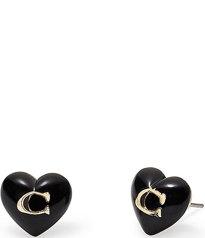 COACH Signature Heart Stud Earrings