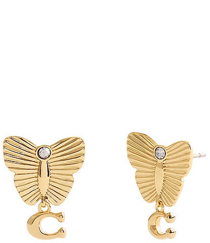 COACH Signature Heritage Butterfly Drop Earrings