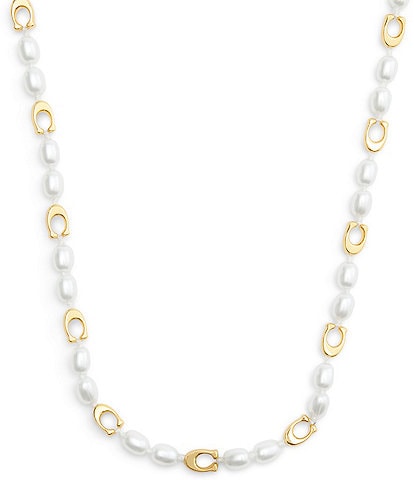 COACH Signature Heritage Pearl Collar Necklace