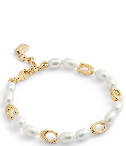 COACH Signature Heritage Pearl Strand Line Bracelet