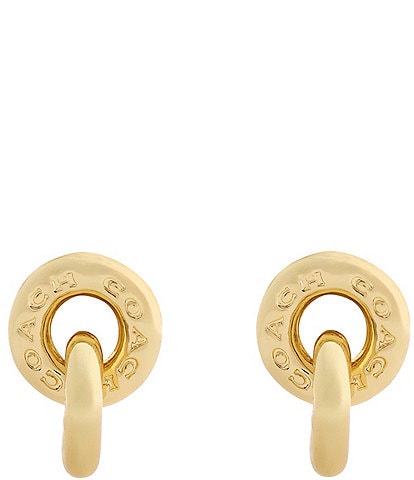 COACH Signature Logo Interlocking Ring Drop Earrings