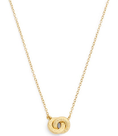 COACH Signature Logo Interlocking Ring Short Pendant Necklace