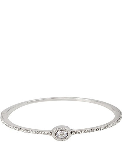 COACH Signature Logo Crystal Delicate Hinged Bangle Bracelet