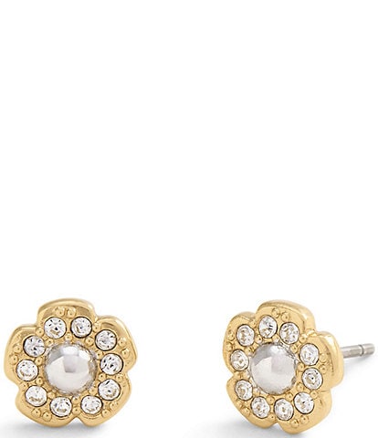 COACH Signature Mini Tea Rose Stud Earrings