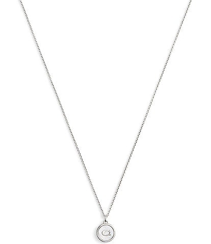 COACH Signature Mother of Pearl Coin Short Pendant Necklace