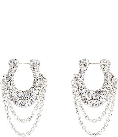 COACH Signature Pav C Chain Hoop Earrings