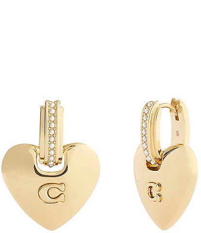 COACH Signature Puffy Heart Charm Drop Earrings