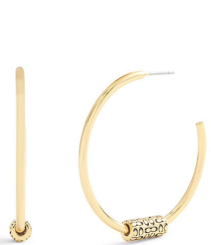 COACH Signature Quilted Tube Hoop Earrings
