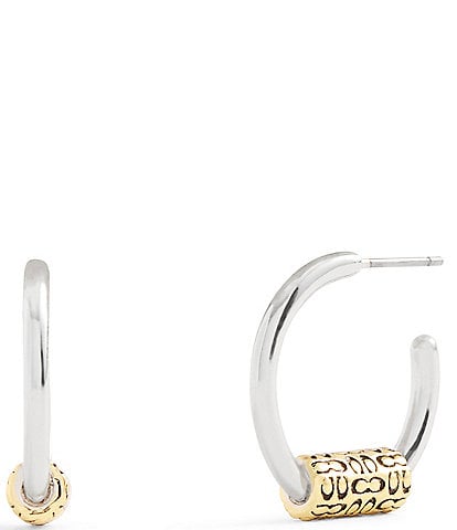 COACH Signature Quilted Tube Huggie Hoop Earrings