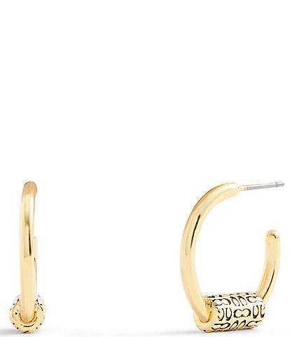 COACH Signature Quilted Tube Huggie Hoop Earrings