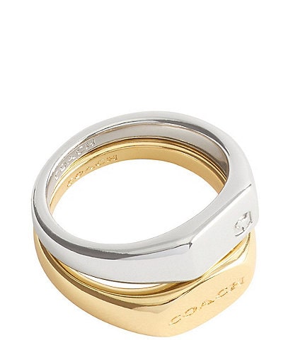 COACH Signature Signet Duo Band Ring Set