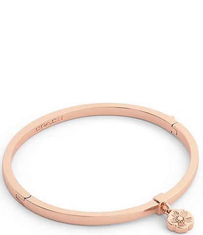 COACH Signature Tea Rose Charm Enamel Bangle Bracelet