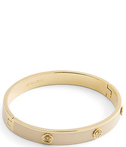 COACH Signature Tea Rose Enamel Bangle Bracelet