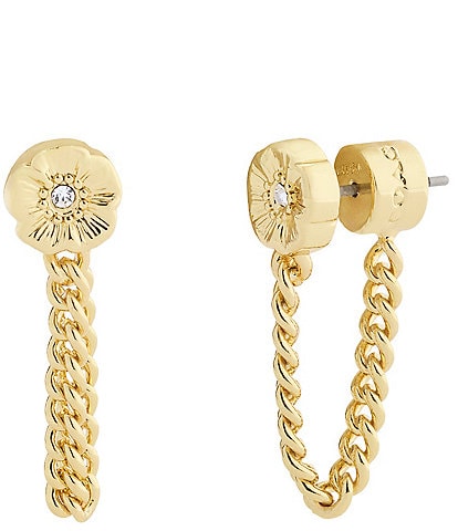 COACH Signature Tea Rose Front Back Earrings