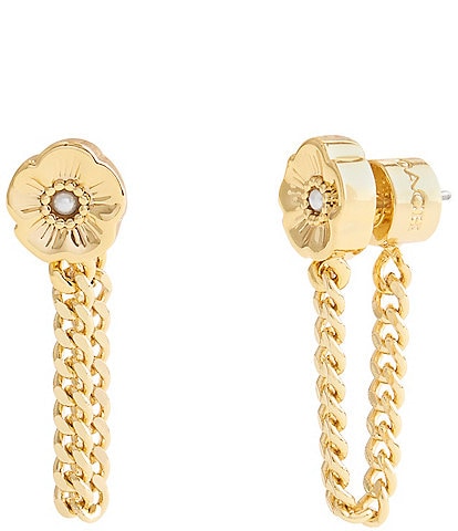 COACH Signature Tea Rose Front Back Earrings