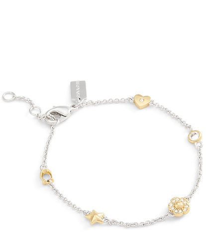 COACH Signature Tea Rose Heart Strand Line Bracelet