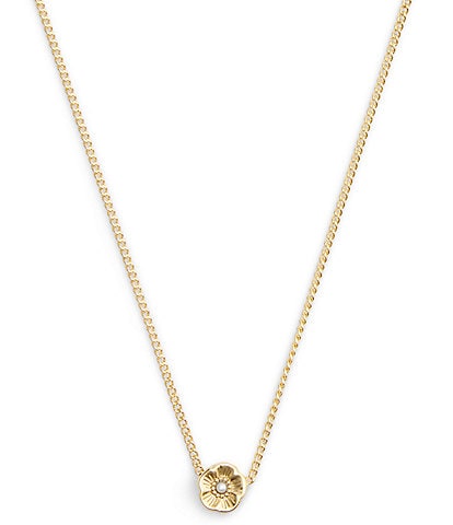 COACH Signature Tea Rose Short Pendant Necklace