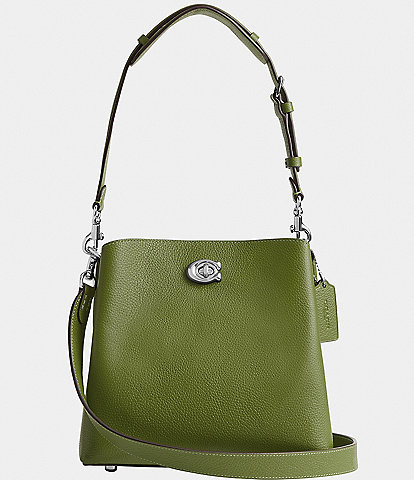 COACH Silver Hardware Willow Pebble Leather Bucket Crossbody Bag