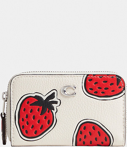 COACH Strawberry Small Zip Around Card Case