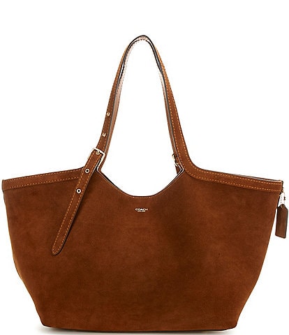 COACH Suede Gramercy Buckle Detail Oversized Tote Bag