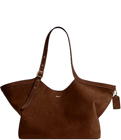 COACH Suede Gramercy Buckle Detail Oversized Tote Bag