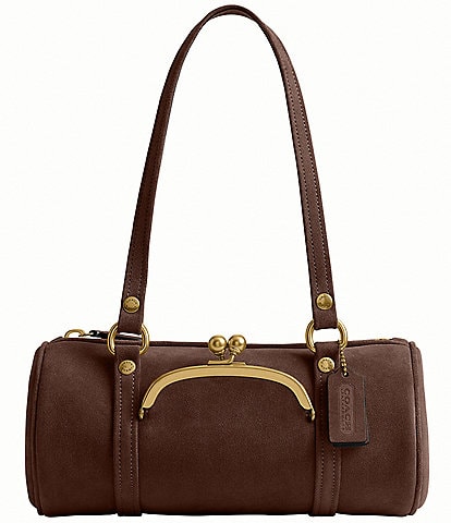 COACH The Coach Originals Kiss Lock 28 Suede Barrel Shoulder Bag