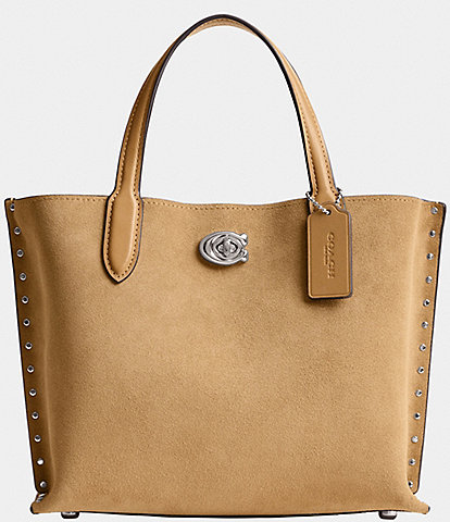 COACH Willow 24 Suede Rivet Tote Bag