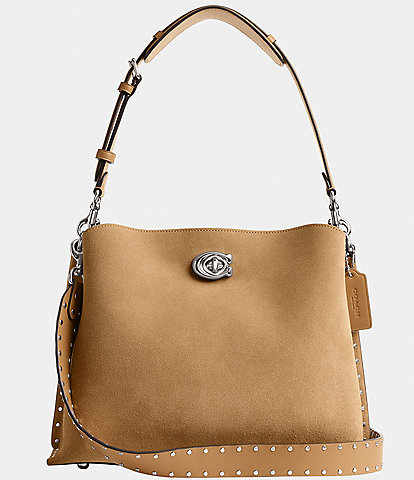 COACH Suede Willow with Rivets Shoulder Bag