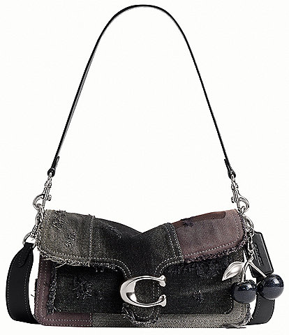 COACH Tabby 26 Patchwork Denim Cherry Charm Shoulder Bag