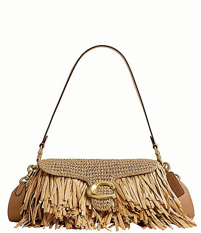COACH Tabby 26 Straw Fringe Shoulder Bag