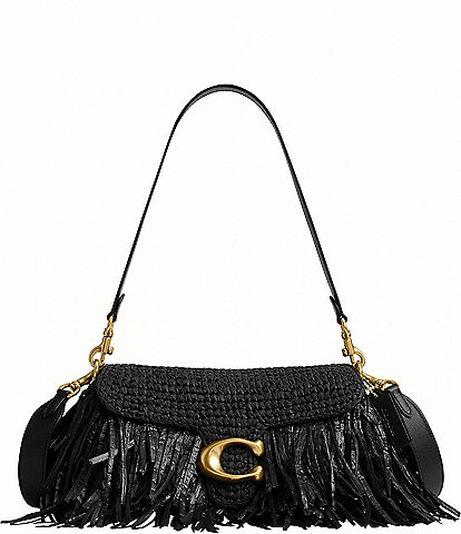 COACH Tabby 26 Straw Fringe Shoulder Bag