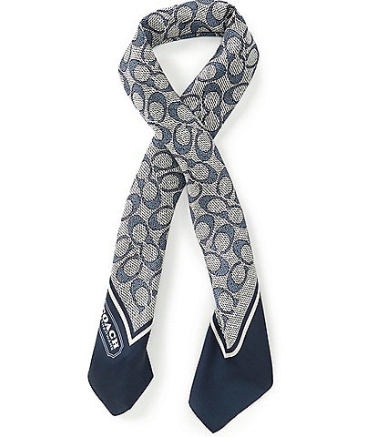 COACH Textured Signature C Print Silk Square Scarf
