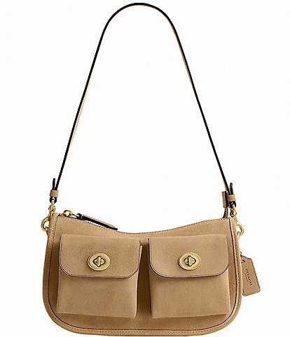 COACH Twin Turnlock Suede Waverly Shoulder Bag