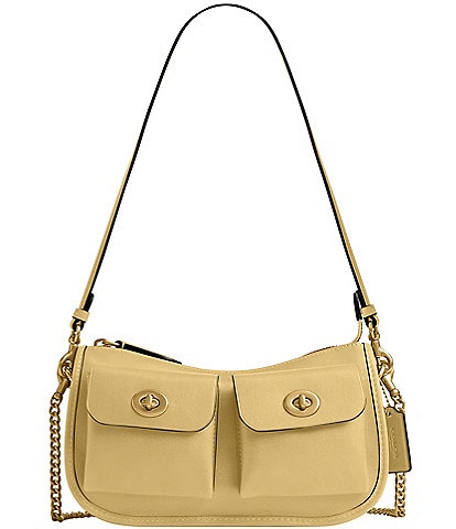 COACH Twin Turnlock Waverly Leather Shoulder Bag
