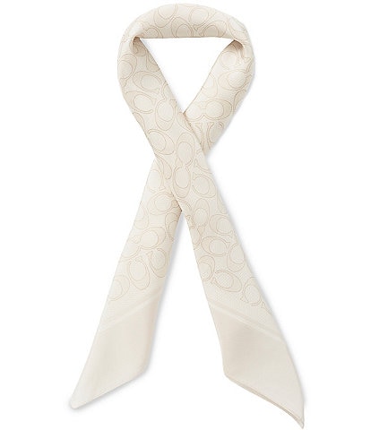 COACH Textured Signature C Printed Silk Square Scarf