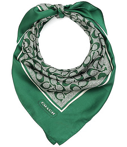 COACH Textured Signature C Printed Silk Square Scarf