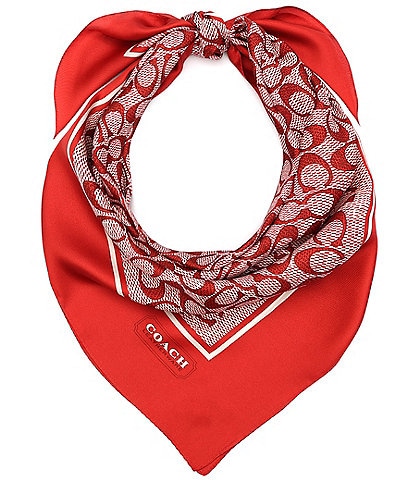 COACH Textured Signature C Printed Silk Square Scarf
