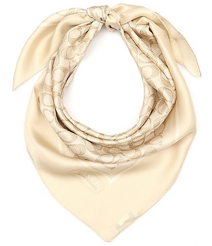 COACH Textured Signature C Printed Silk Square Scarf
