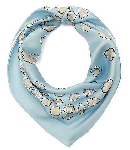 COACH Waterfall Tea Rose Printed Silk Diamond Scarf