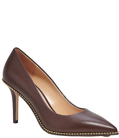 COACH Waverly Beadchain Studded Leather Pumps
