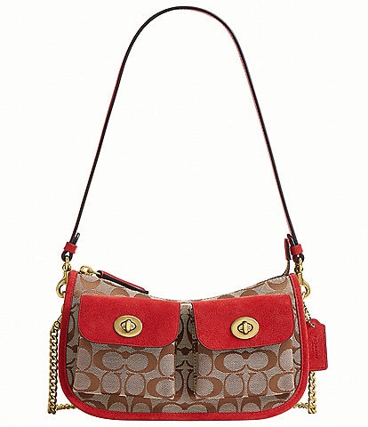 COACH Waverly Signature Jacquard Twin Turn Lock Shoulder Bag