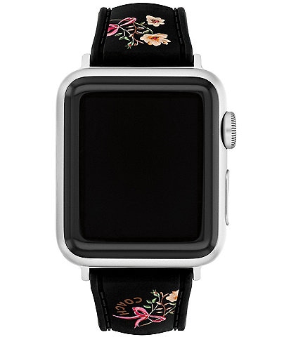 COACH Women's 38/40/41mm Floral Black Silicone Strap for Apple Watch