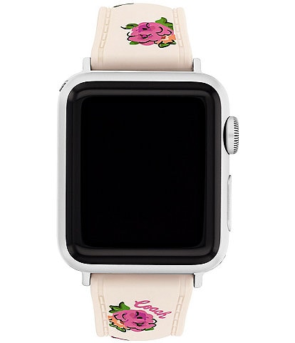 COACH Women's 38/40/41mm Floral Chalk Silicone Strap for Apple Watch