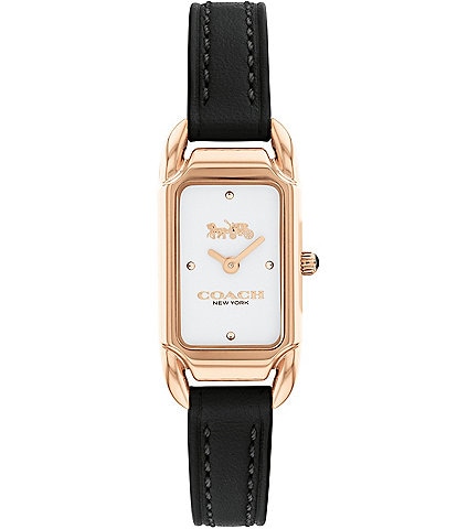 COACH Women's Cadie Quartz Analog Black Leather Strap Watch