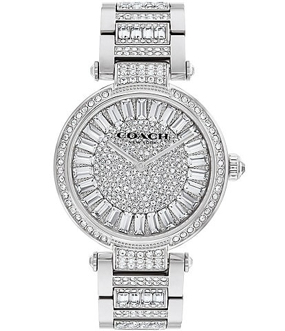 COACH Women's Cary Crystal Pave Quartz Analog Stainless Steel Bracelet Watch